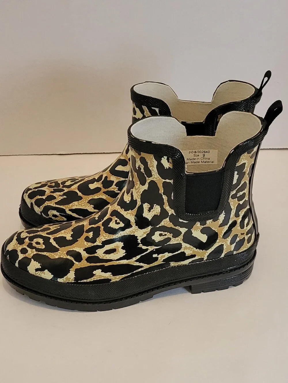 Journee Collection Tekoa Leopard Print Chelsea Rain Boots Waterproof Size 9 NWOT